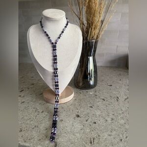 Elegant Purple Beaded Necklace x2